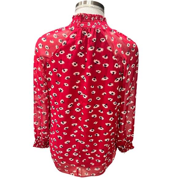 Madewell Mistlight Mock Neck Top in Seattle Floral Nouveau Red Size XS - Picture 8 of 10